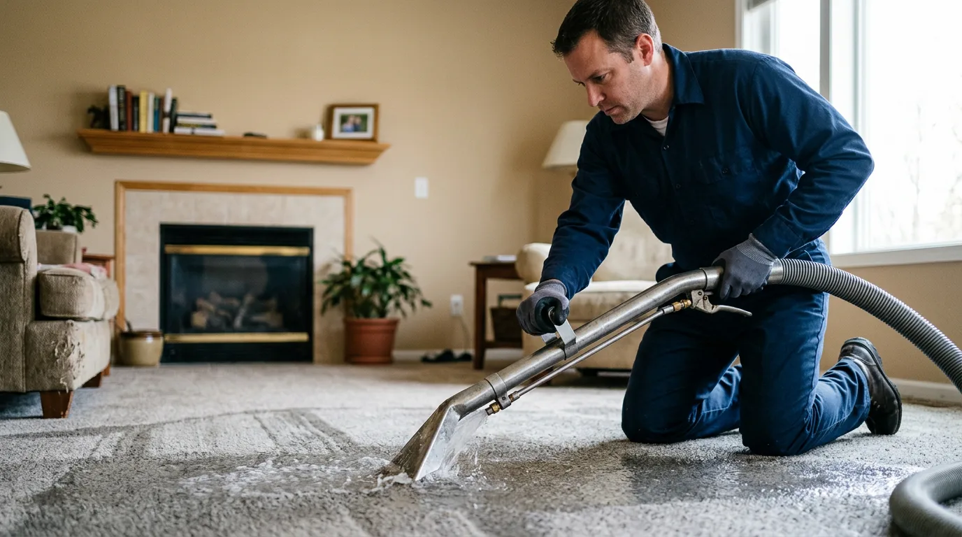 Water damage restoration technician working near Mantua, OH